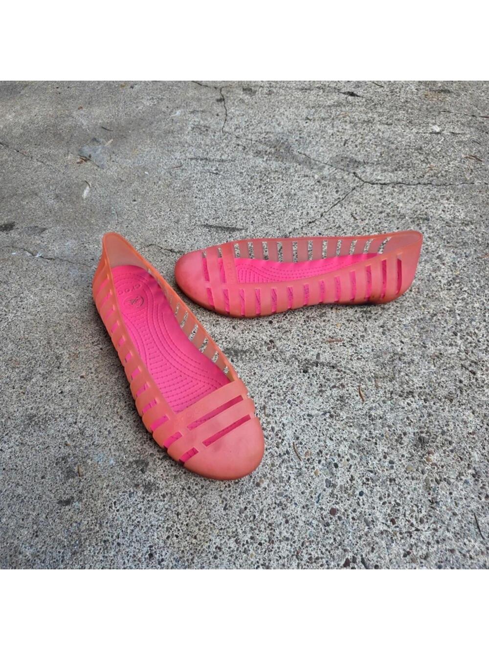 Crocs Adrina II Flat Pink Barbiecore rubber slip on sz 9 US